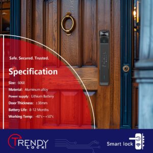 TRENDY LOCK FX16 - Tuya App, Palm vein, Face, Password, Fingerprint, Card, Key
