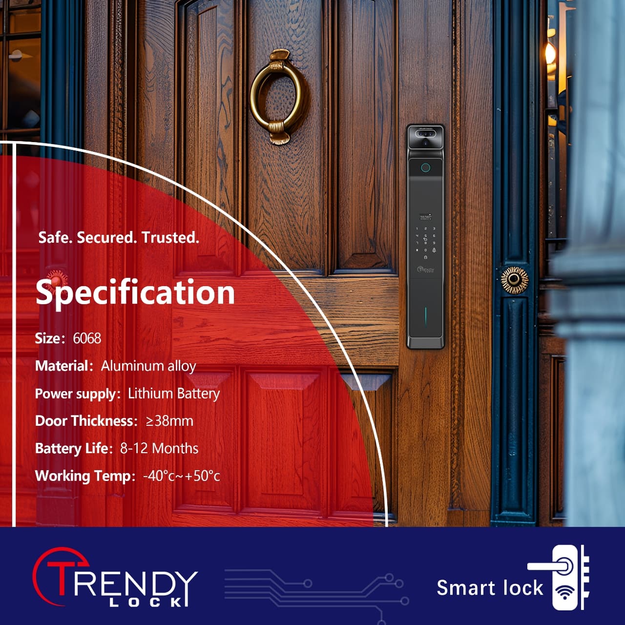 TRENDY LOCK FX16 - Tuya App, Palm vein, Face, Password, Fingerprint, Card, Key - Image 4